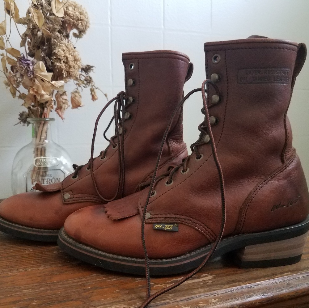 Ad Tec Brown Leather Lace-Up Boots